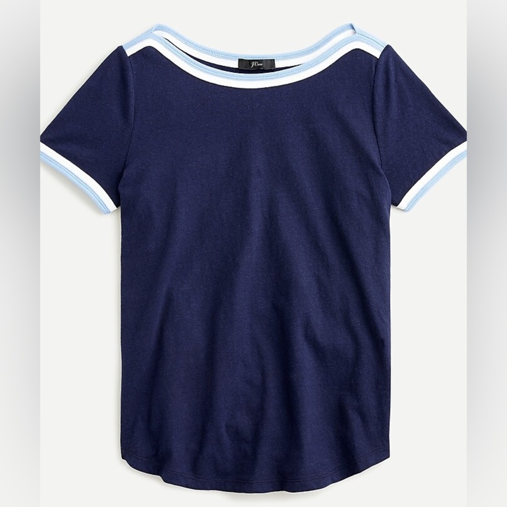 J. Crew short sleeve boatneck T-shirt with pop trim nautical XS